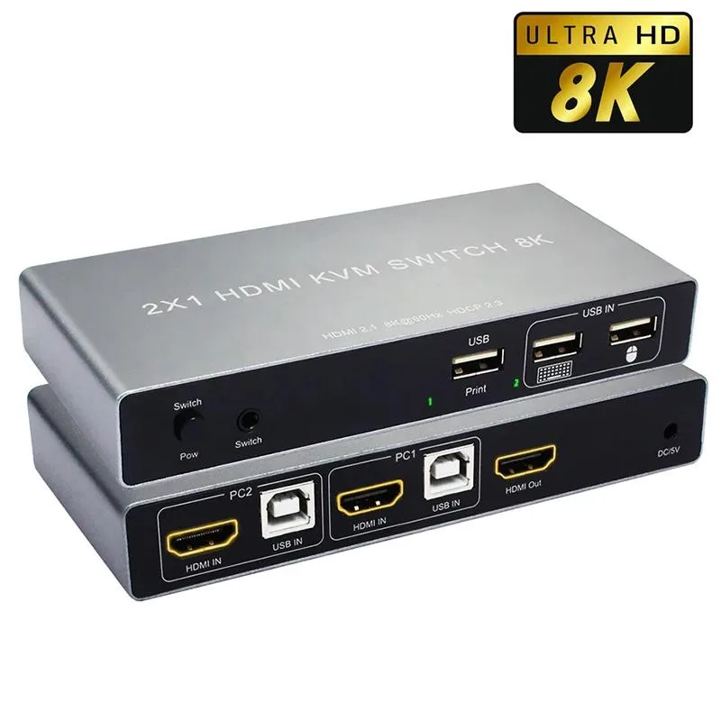 YINGHUA YINGHUA 2-Port 8K 60Hz HDMI KVM Switch with USB 2.0 Hub — product photo