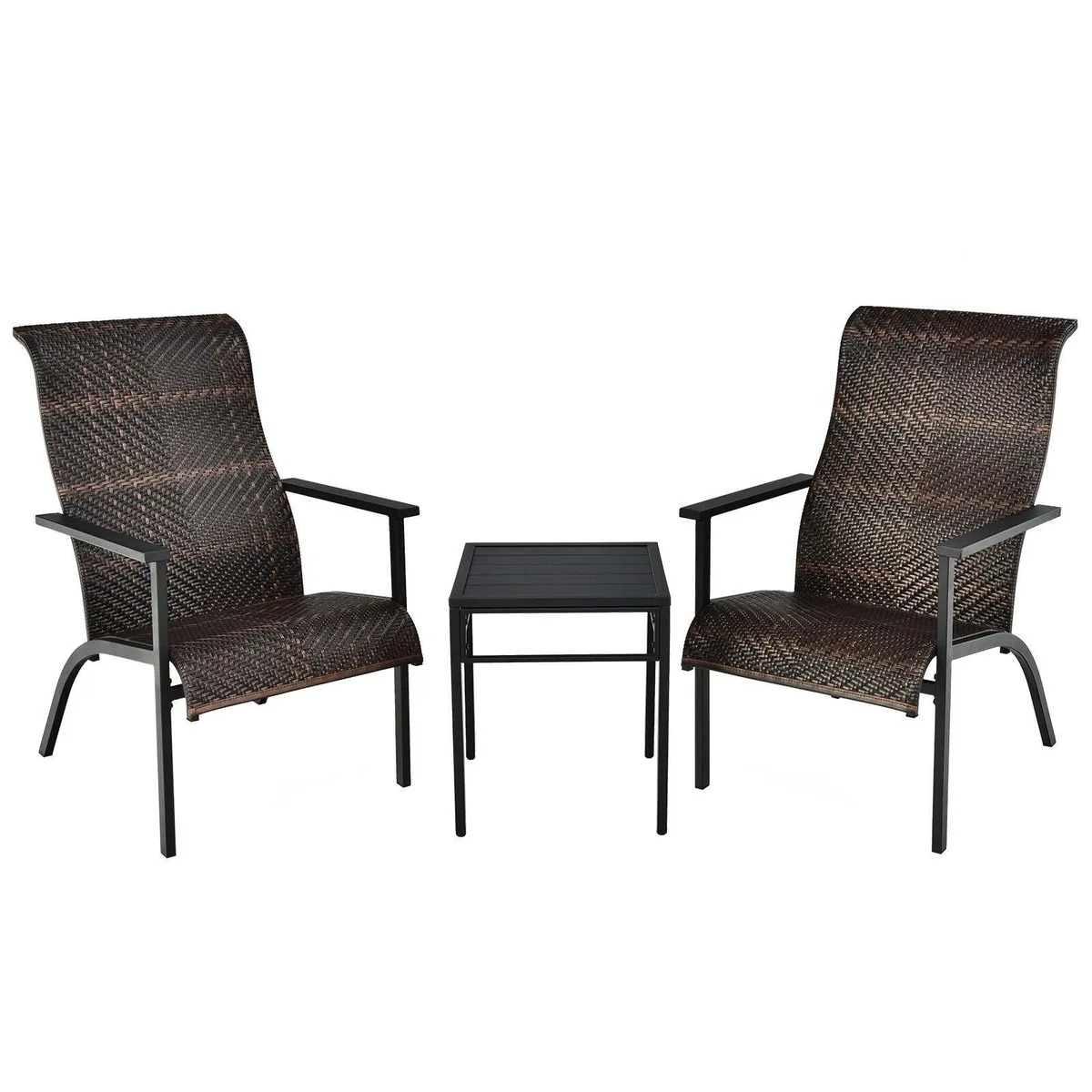 SlickBlue SlickBlue 3-Piece Patio Rattan Bistro Set High Backrest Armrest Brown — product photo