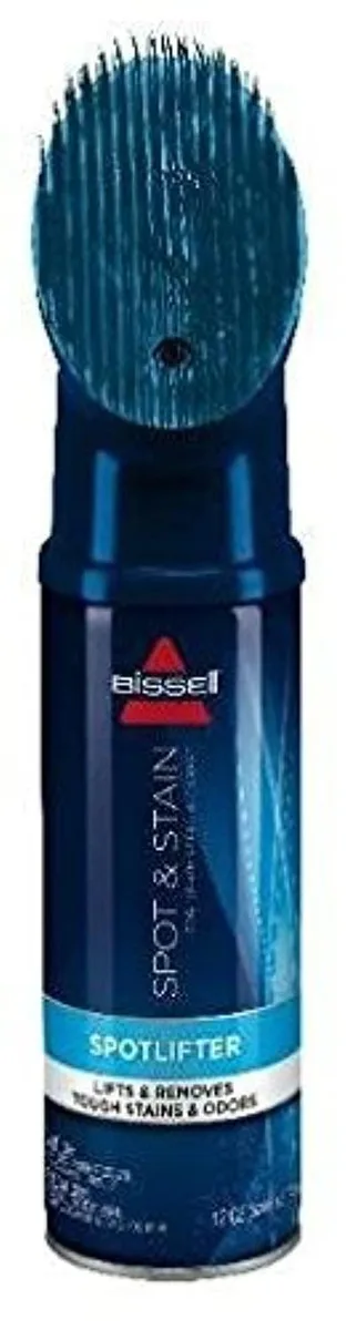 Blue 12 oz spray bottle with built-in fabric-safe brush