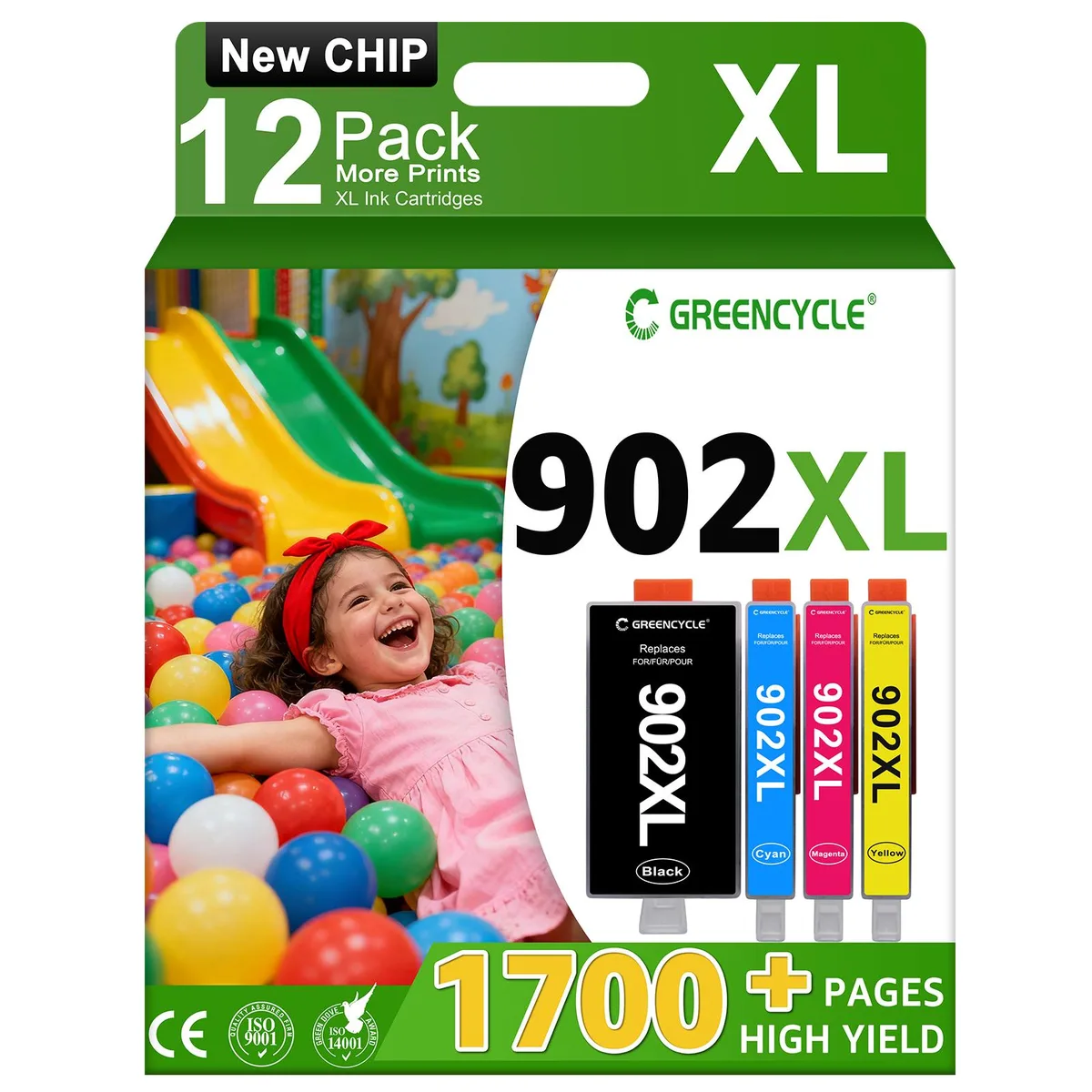 GREENCYCLE GREENCYCLE 902XL Ink Cartridges 12 Pack Black/Cyan/Magenta/Yellow — product photo