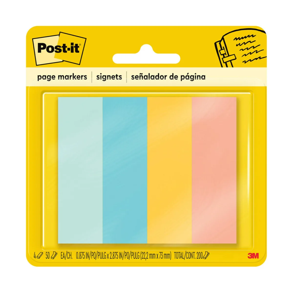 Four small rectangular pads of assorted colour sticky page markers