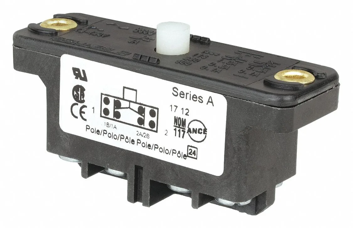 Square D snap-action switch, rectangular body, screw terminals, plunger actuator
