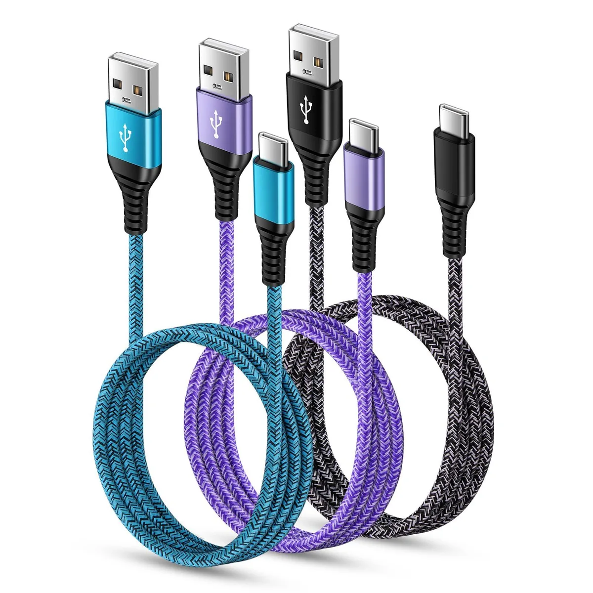  Belkin USB-A to USB-C Cable 3-Pack 6ft 3.1A 40W Orange — product photo