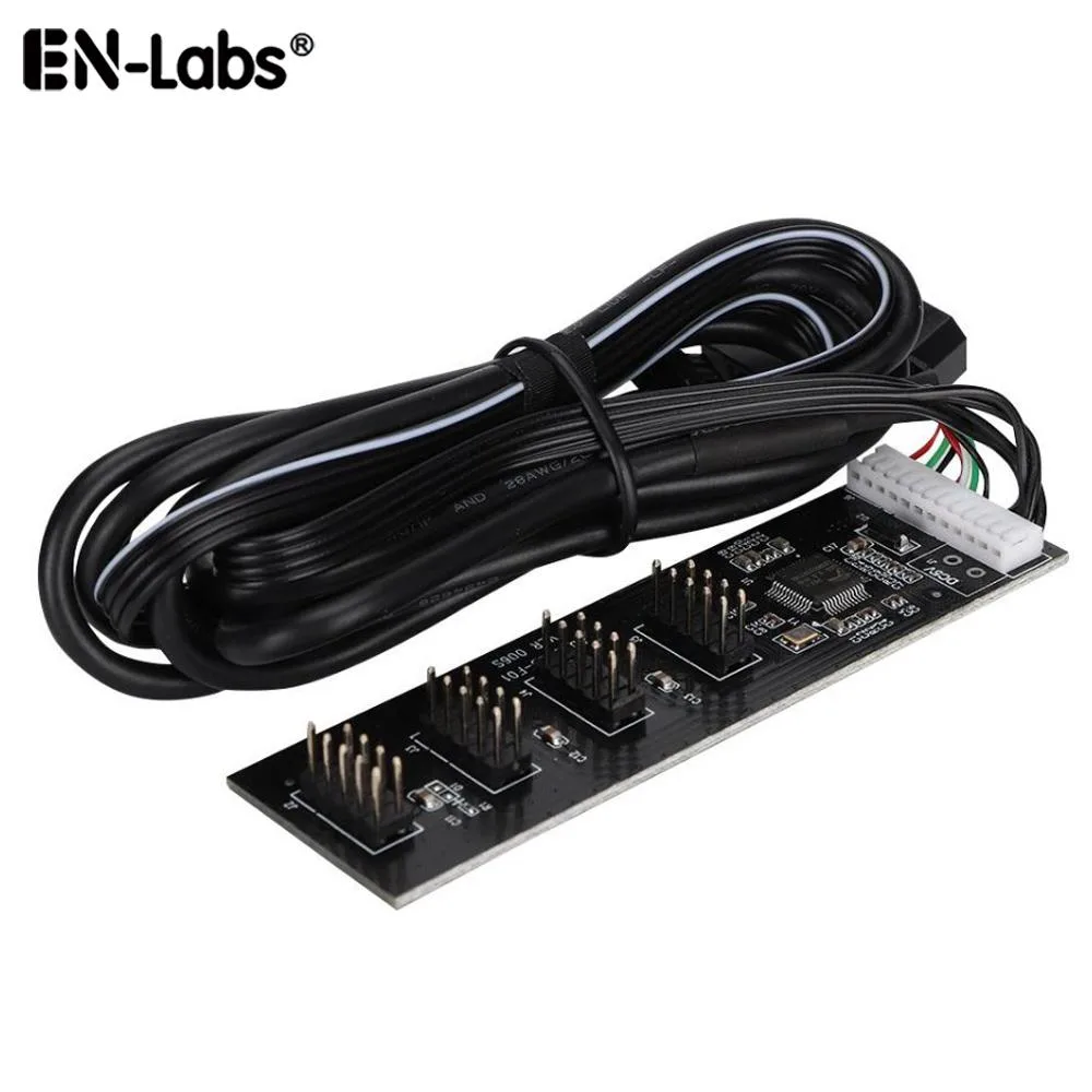 EN-Labs EN-Labs USB 2.0 9-pin 1-to-4 hub with Molex power, 1.64ft cable — product photo
