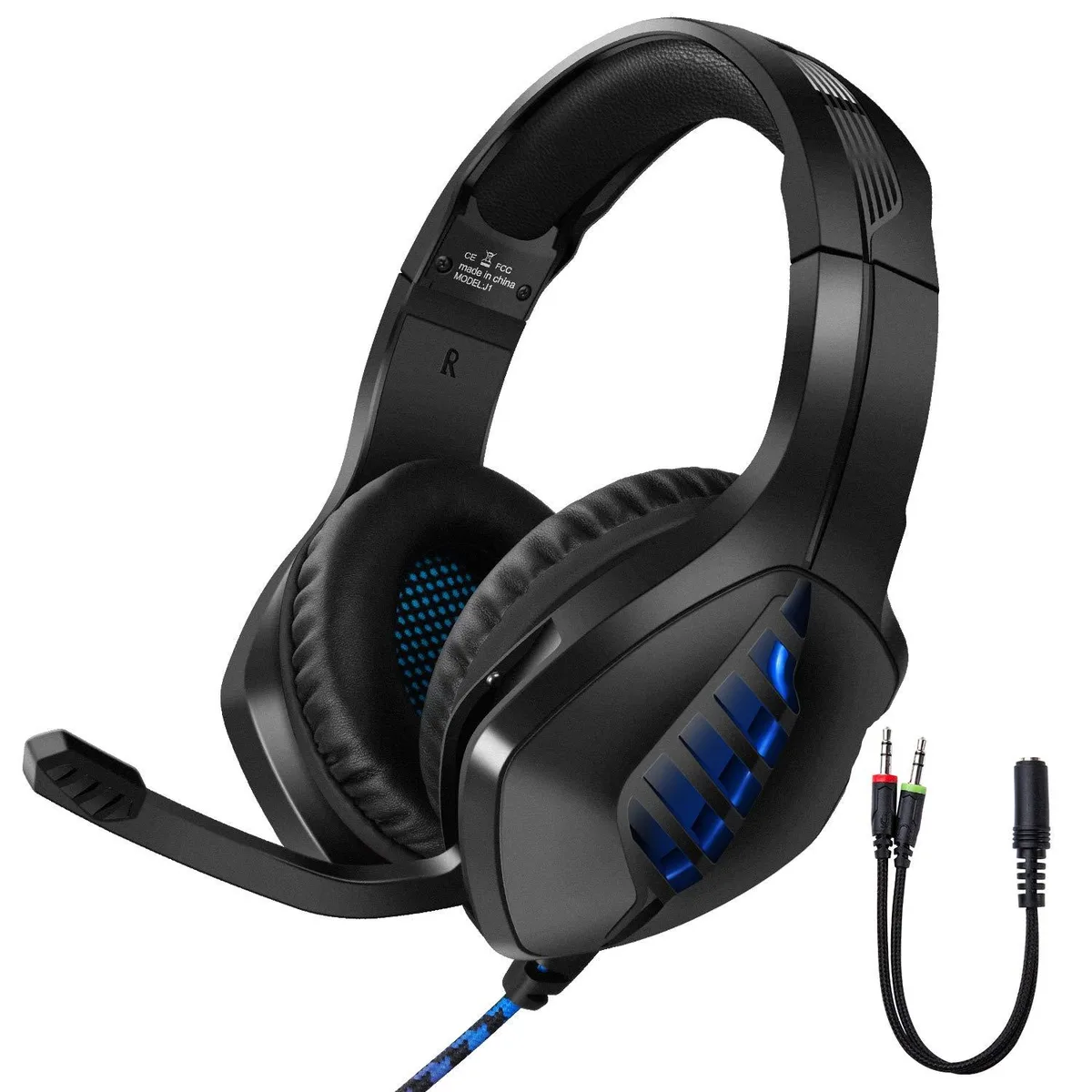 TYUOBOX J5 Gaming Headset Blue Wired 3.5 mm 50 mm .65 lb — product photo