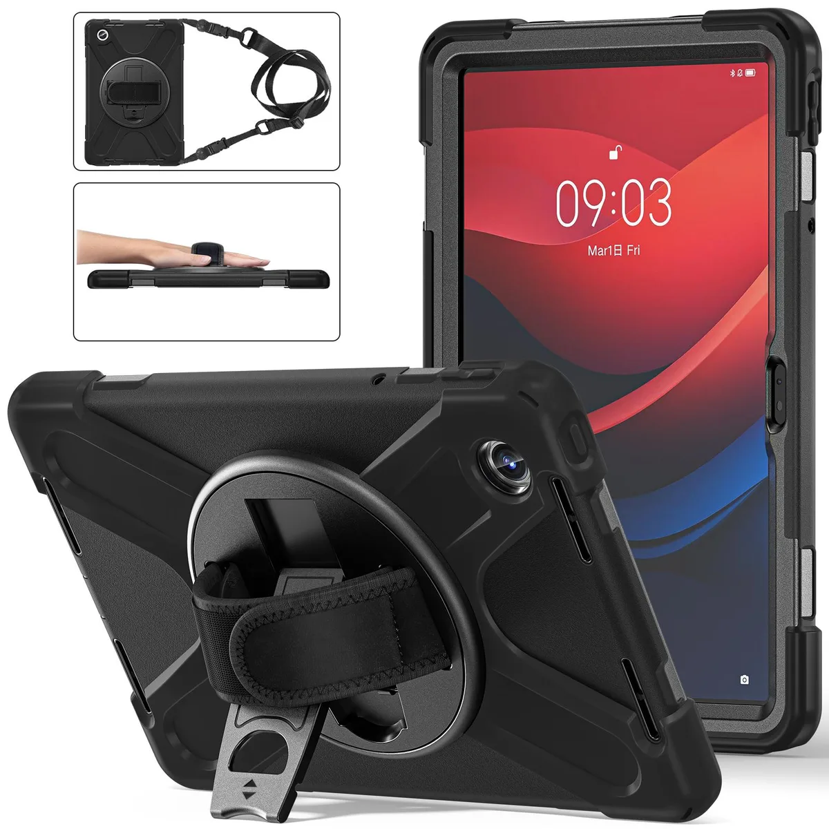 BONAEVER BONAEVER TB330FU laptop case for Lenovo Tab M11 11 inch 2024 with S Pen holder stand hand shoulder strap — product photo