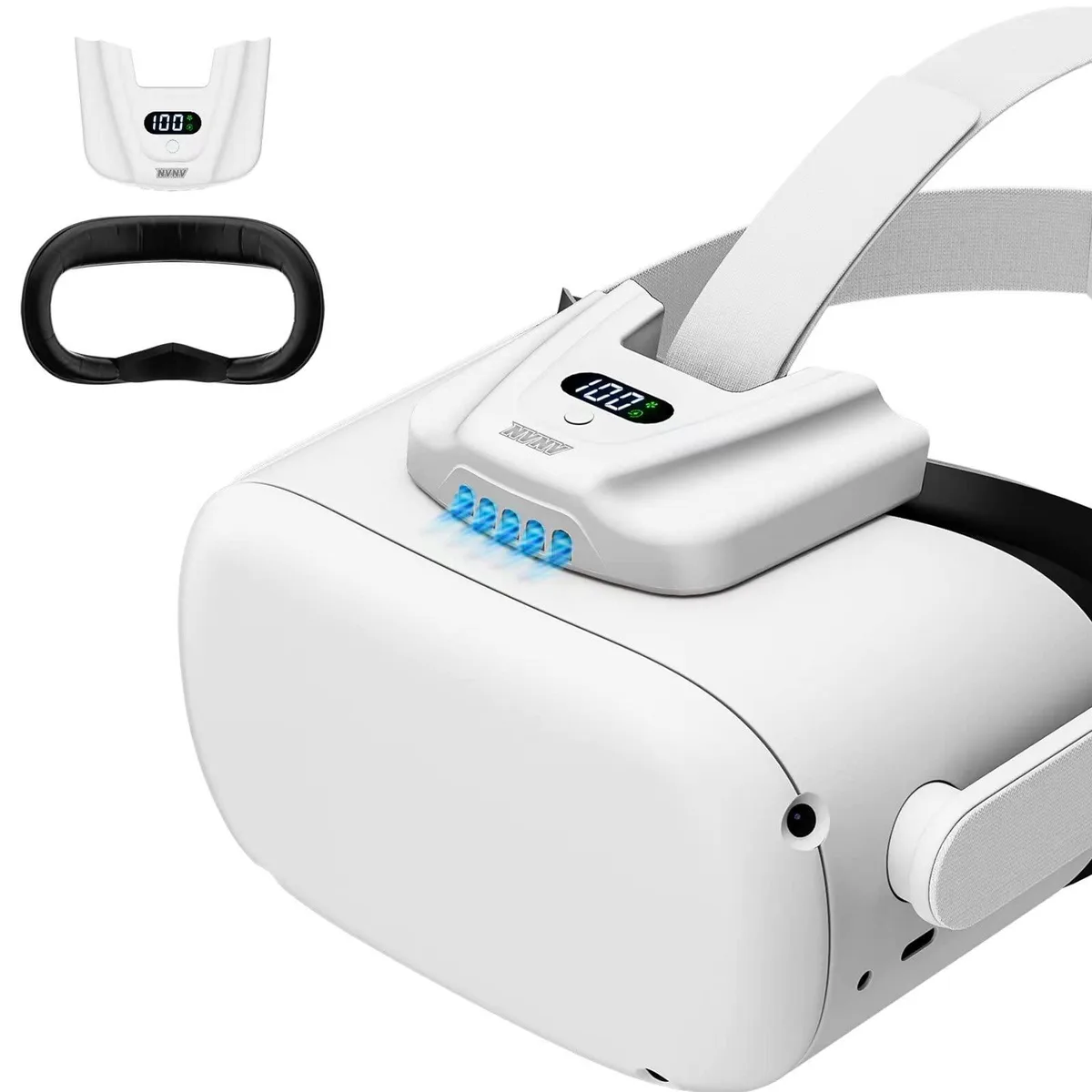 NVNV VR Cooling Fan for Quest 2 White .63 in cushion 44.8 g — product photo