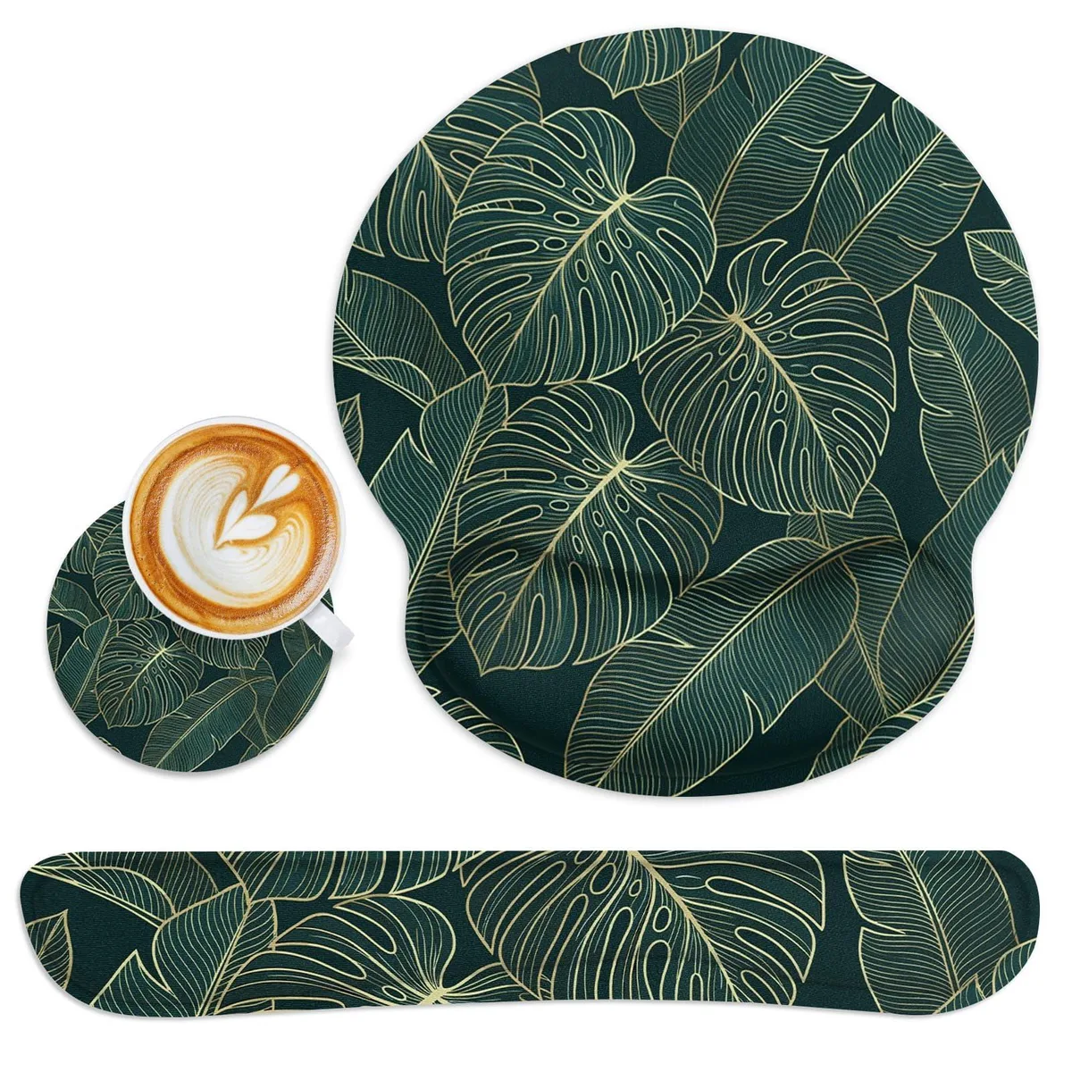  Britimes KJH-7 SG-1022 Mouse Pad Set Green Palm Leaves — product photo