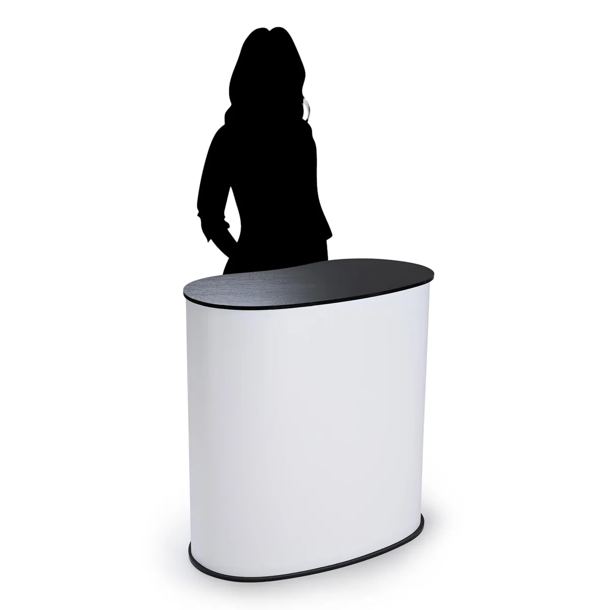 Yescom USA, Inc. Yescom USA, Inc. 35PDM002-OVAL-06 Portable Tradeshow Podium Supply, 32 x 16 x 37 in, 110 lbs — product photo