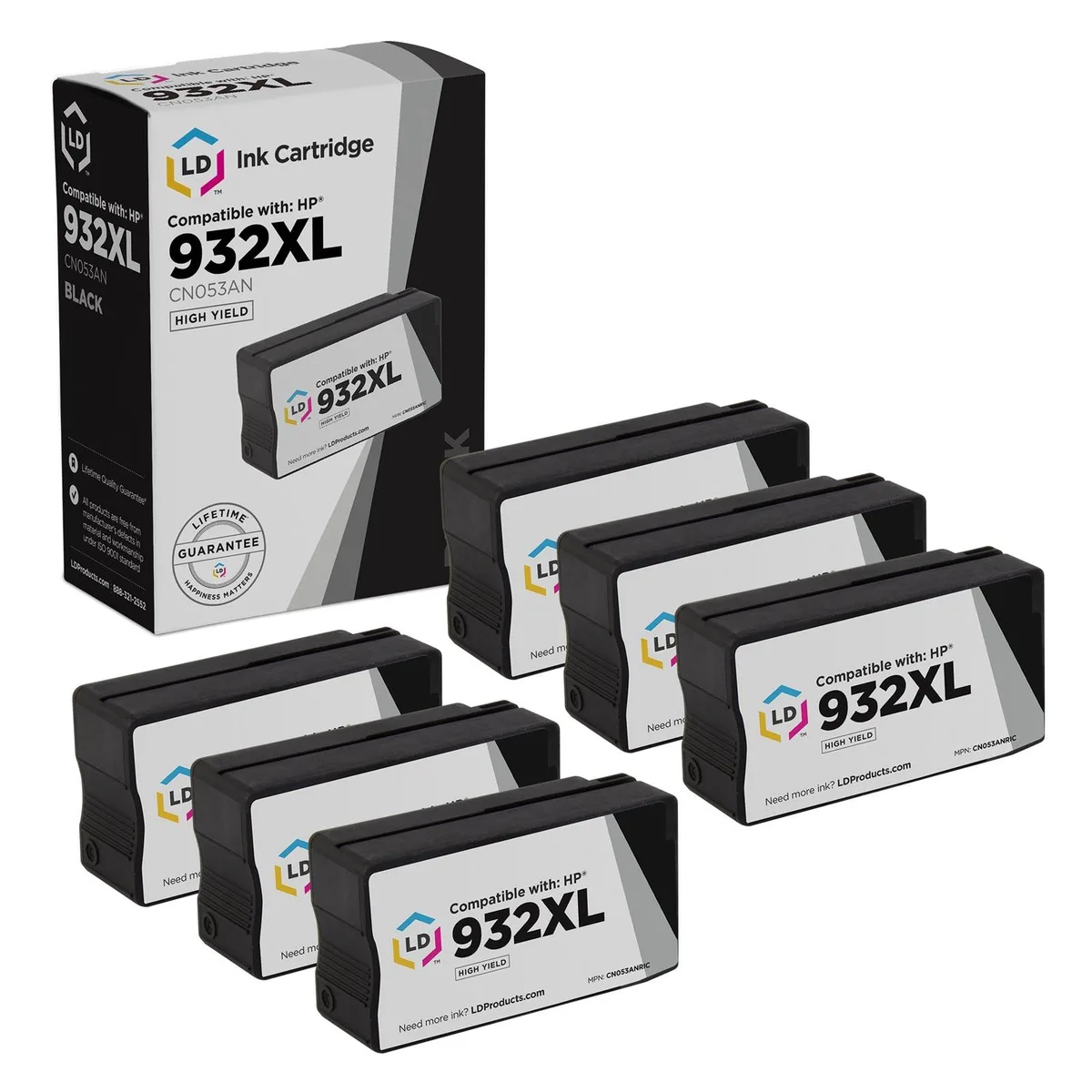 LD Products LD Products Remanufactured HP 932XL CN053AN Black Ink Cartridge 6-Pack — product photo