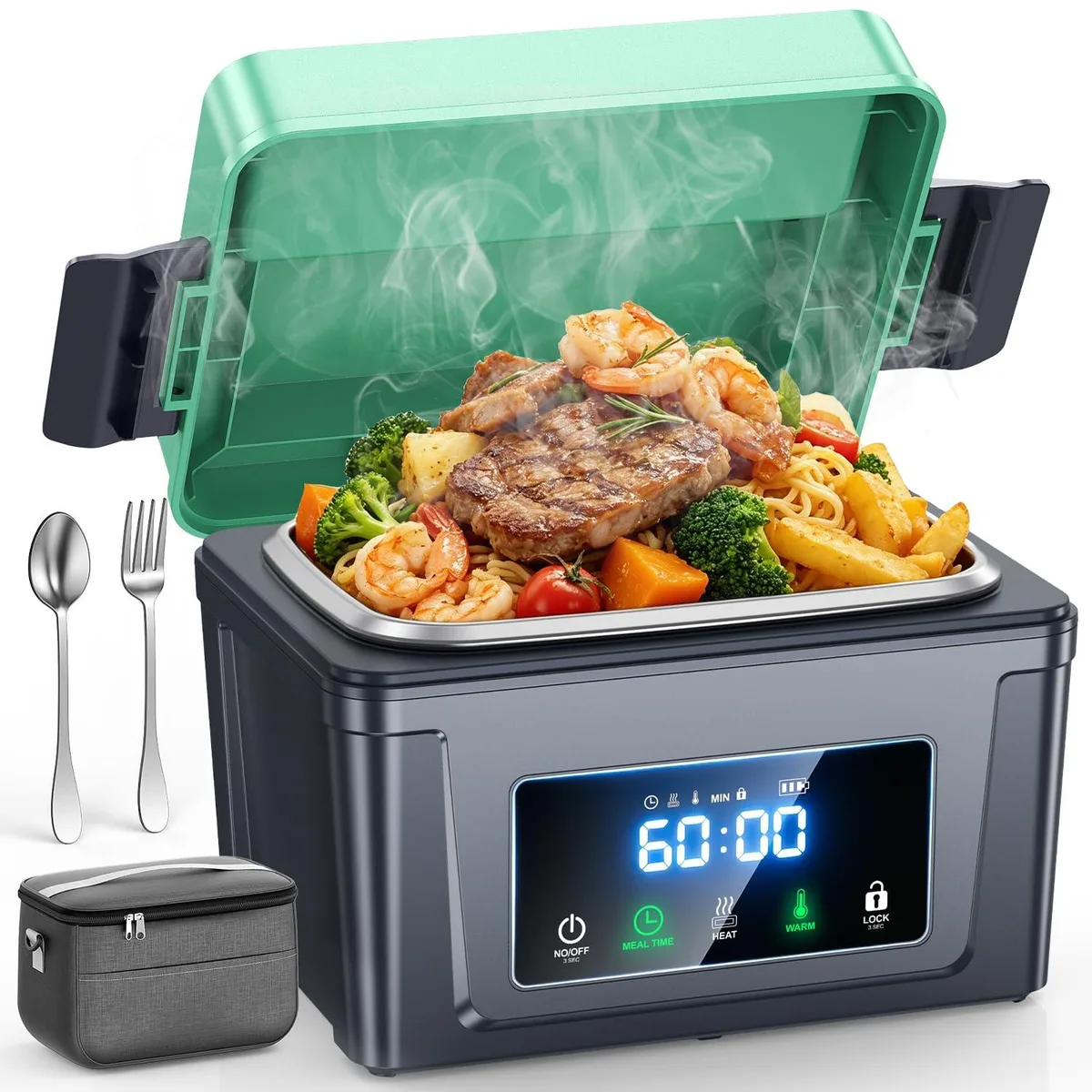 DNBeffulgent DNBeffulgent 6.3 Cups Cordless Heated Lunch Box 30000mAh Blue — product photo
