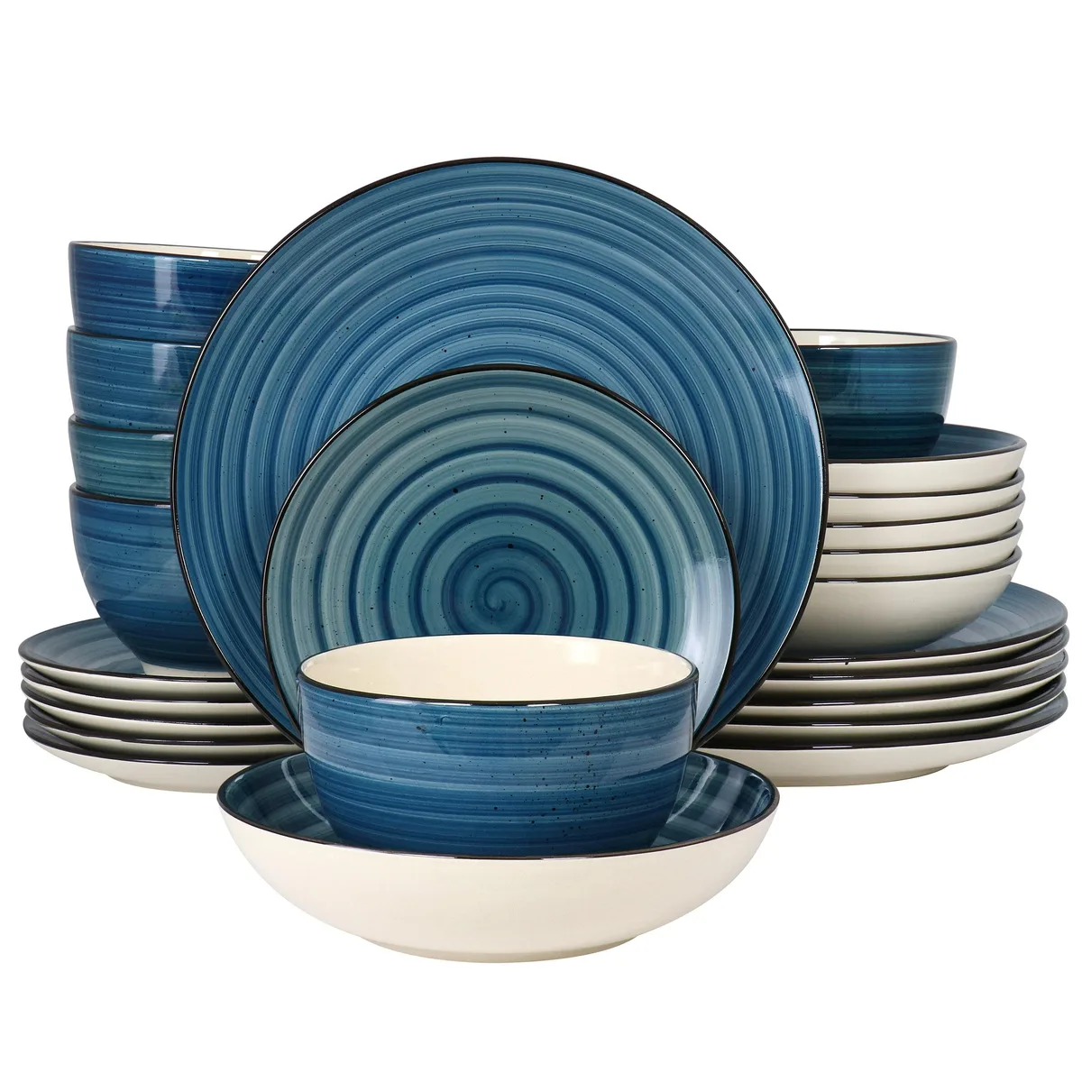 Elama Elama 510120130M 24 Piece Stoneware Dinnerware Set Dark Blue — product photo