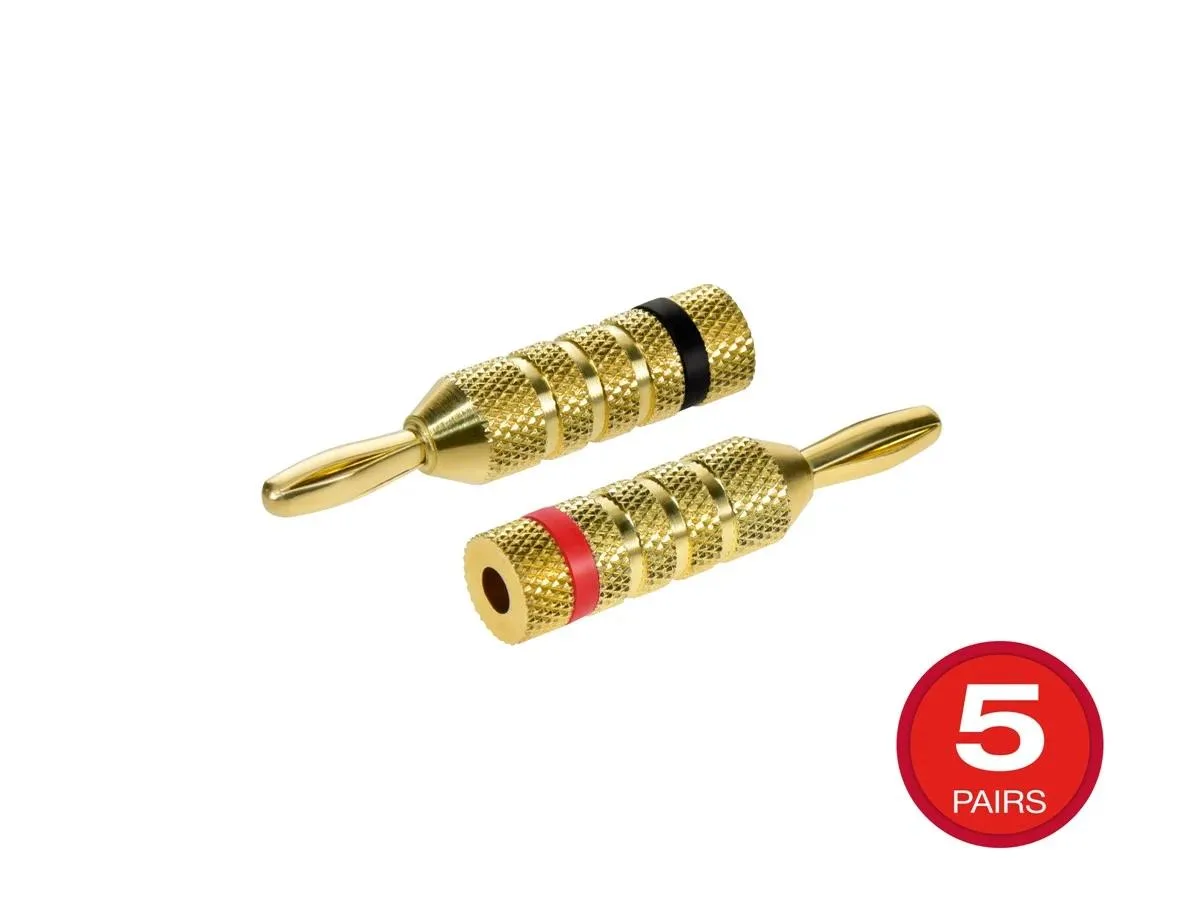 Monoprice Inc. Monoprice 109436 Gold Plated Banana Plugs 5 Pairs Closed Screw Type — product photo