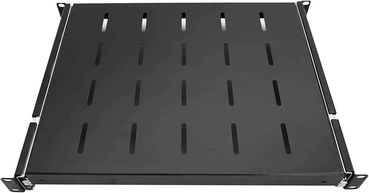 PISKEKAT PISKEKAT 2Pack Sliding Rack Shelf 1U 19inch 4 Post Adjustable 15-22inch 60LB — product photo