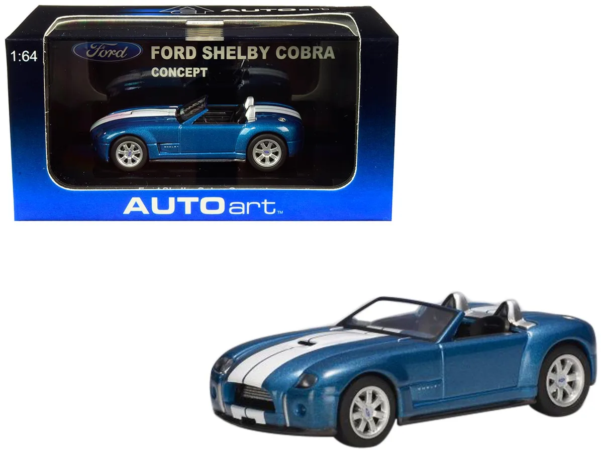 Autoart Autoart 2004 Ford Shelby Cobra Concept Guardsman Blue White Stripes 1/64 hobby collectible — product photo
