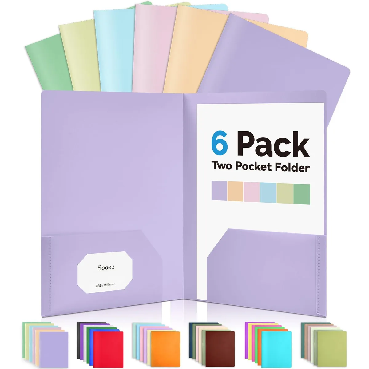  Pendaflex 6-Pack Pastel 2-Pocket File Folders, 8.5 x 11 in, .35 mm Thick — product photo