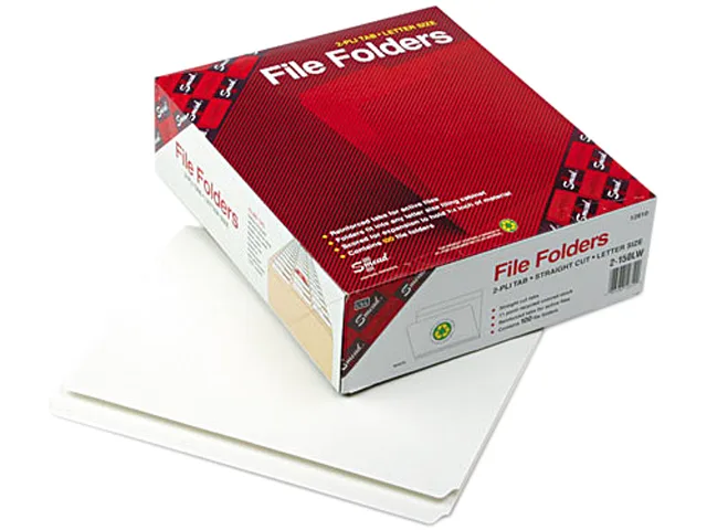 Smead Smead 12810 File Folder Straight Cut Reinforced Top Tab Letter White 11-pt 100/Box — product photo