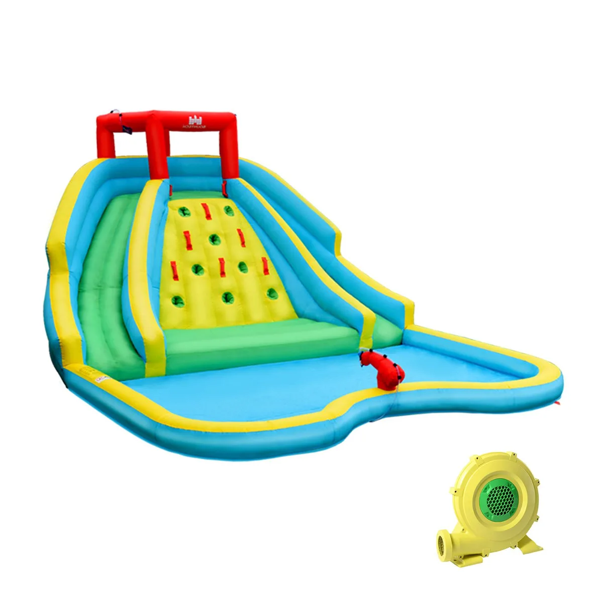 SlickBlue SlickBlue Inflatable Water Park Bounce House Double Slide Climbing Wall 735W Blower — product photo