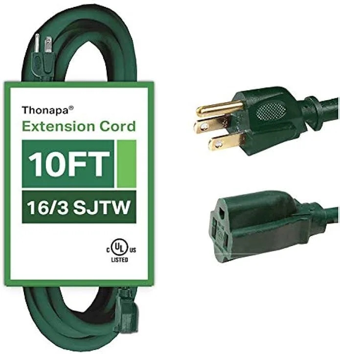 usbroway usbroway 10 ft outdoor extension cord 16/3 SJTW green 13A 125V 1625W — product photo