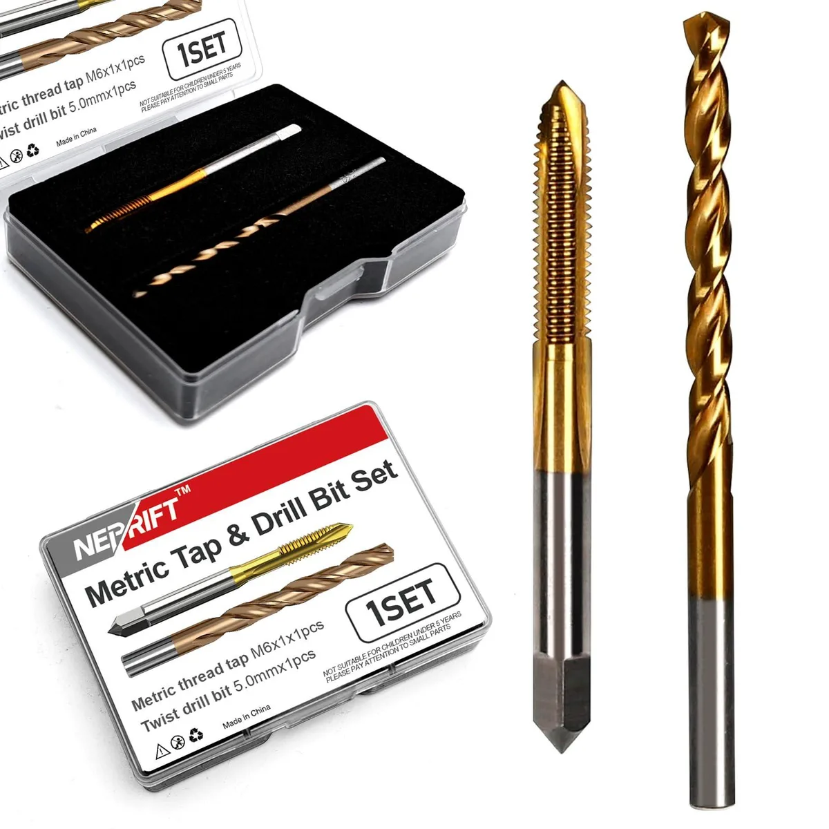 Neprift KYY002 M6 x 1 Tap and 5.0mm Drill Bit Set, 2 pcs — product photo