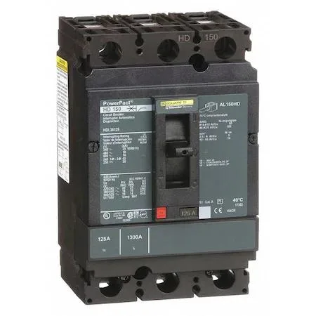 SQUARE D SQUARE D HDL36125 Molded Case Circuit Breaker, POWERPACT H Series, 125A, 3 Pole — product photo