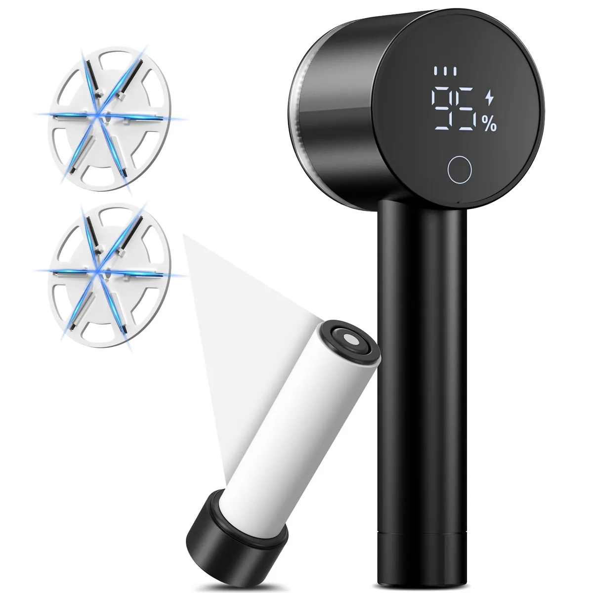  Lentorgi C-Q30 interior care 2-in-1 fabric shaver lint roller 3-speed digital display 2600mAh black — product photo
