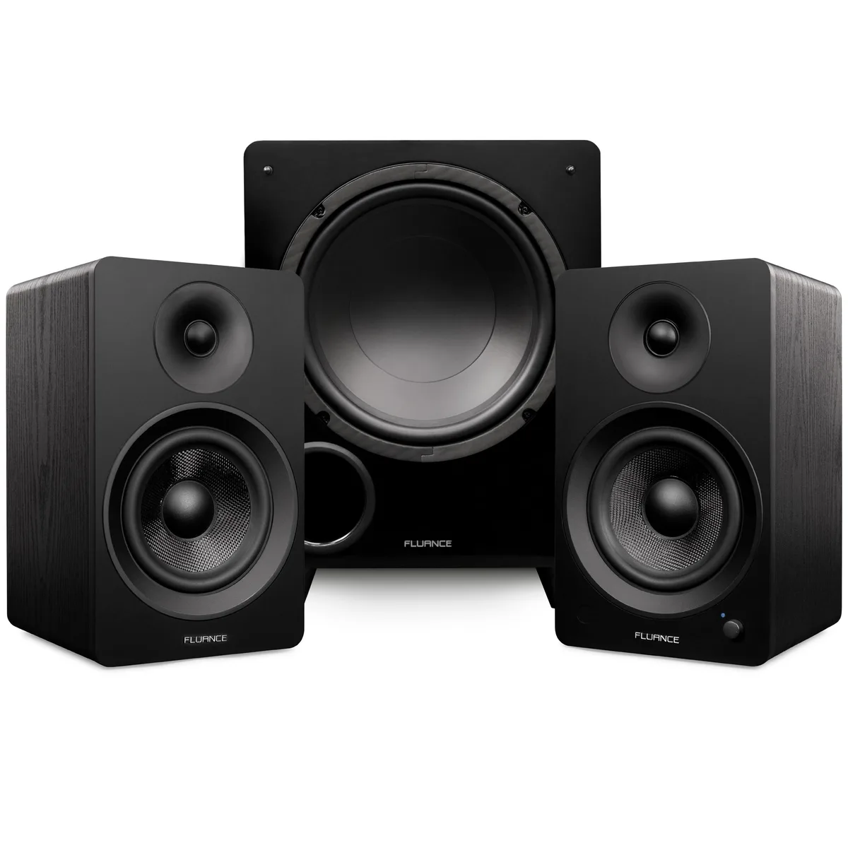 Fluance Fluance AI61DB10 6.5" Powered Bookshelf Speakers with 10" Subwoofer and 15ft Cable (Black Ash) — product photo