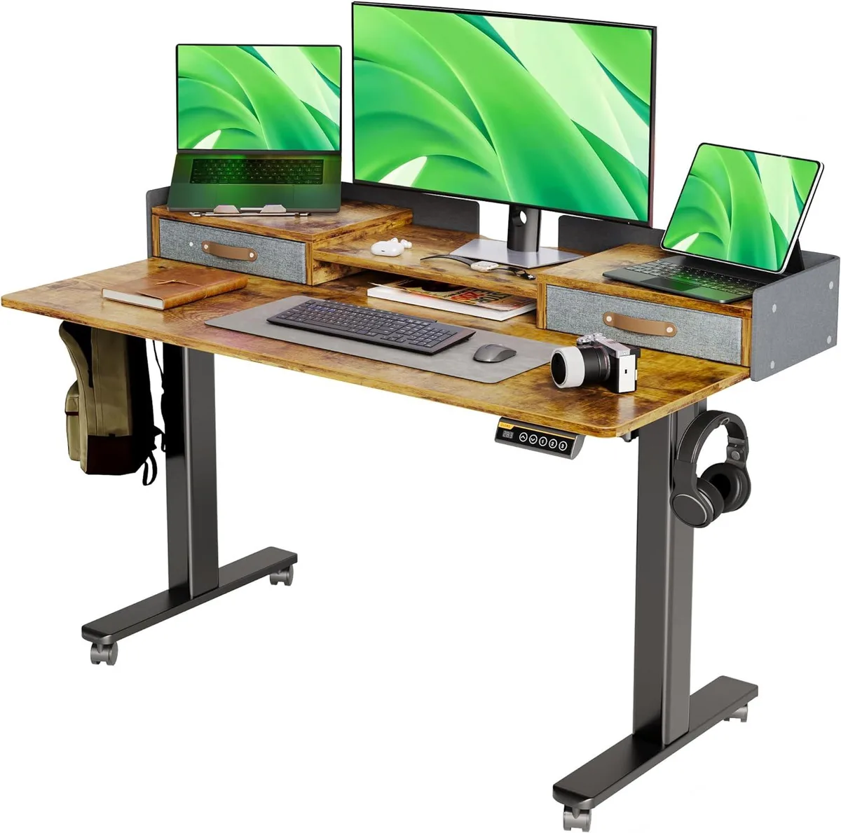 BFKK BFKK 55 Inch Electric Standing Desk Rustic Brown — product photo