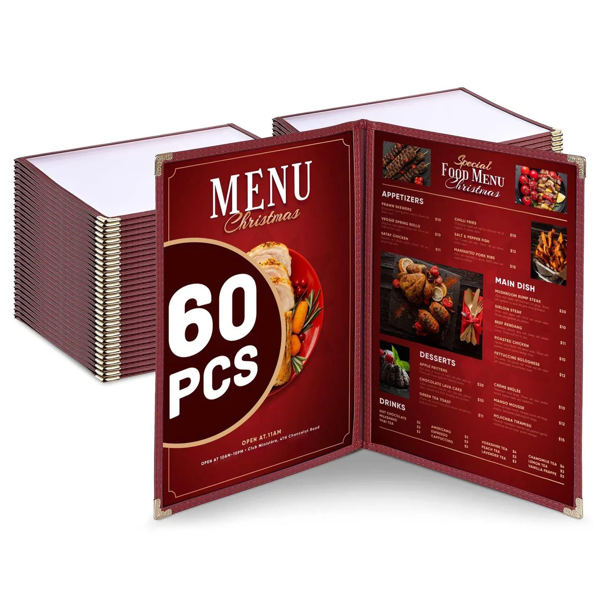 Yescom USA, Inc. Yescom USA, Inc. 26MNC006-1V2P811R-60 60-pack 8.5x11" 4-view menu cover accessory — product photo