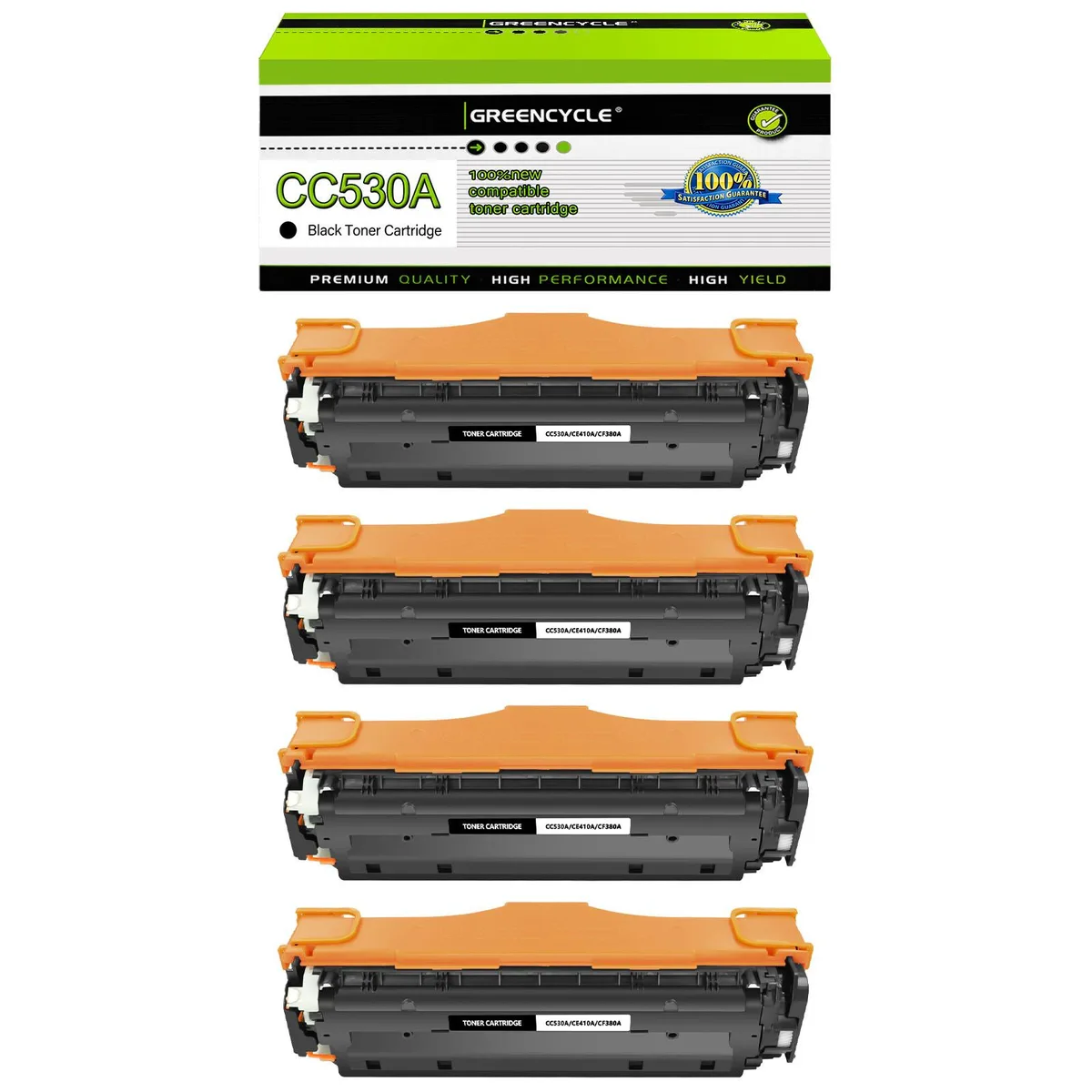 GREENCYCLE GREENCYCLE 4 Pack 304A CC530A Black Toner Cartridge — product photo