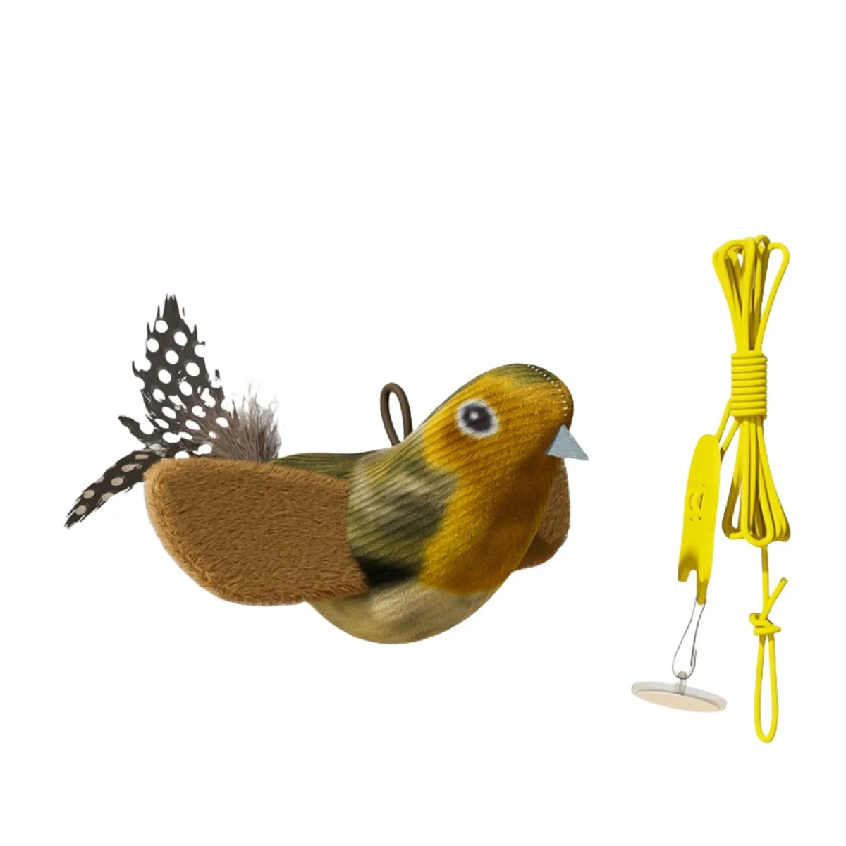 3MNSCD 3MNSCD Interactive Cat Toy Bird Real Feather Catnip Brown — product photo