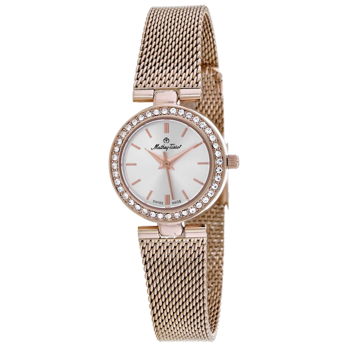 Mathey Tissot Fleury XV silver dial stainless steel watch on matching bracelet