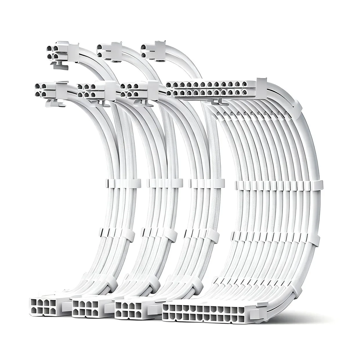  JEYI 18AWG PSU Extension Cable Kit 24Pin ATX 8Pin CPU 2x8Pin GPU 30cm White — product photo