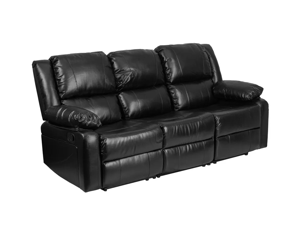 Flash Furniture Flash Furniture Harmony Series Black LeatherSoft Sofa with Two Built-In Recliners — product photo