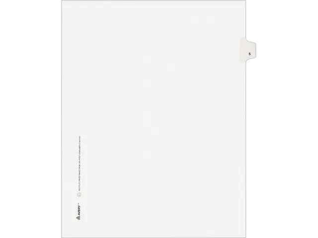 Avery Avery 11915 Legal Side Tab Dividers 11 x 8 1/2 White 25 Pack — product photo