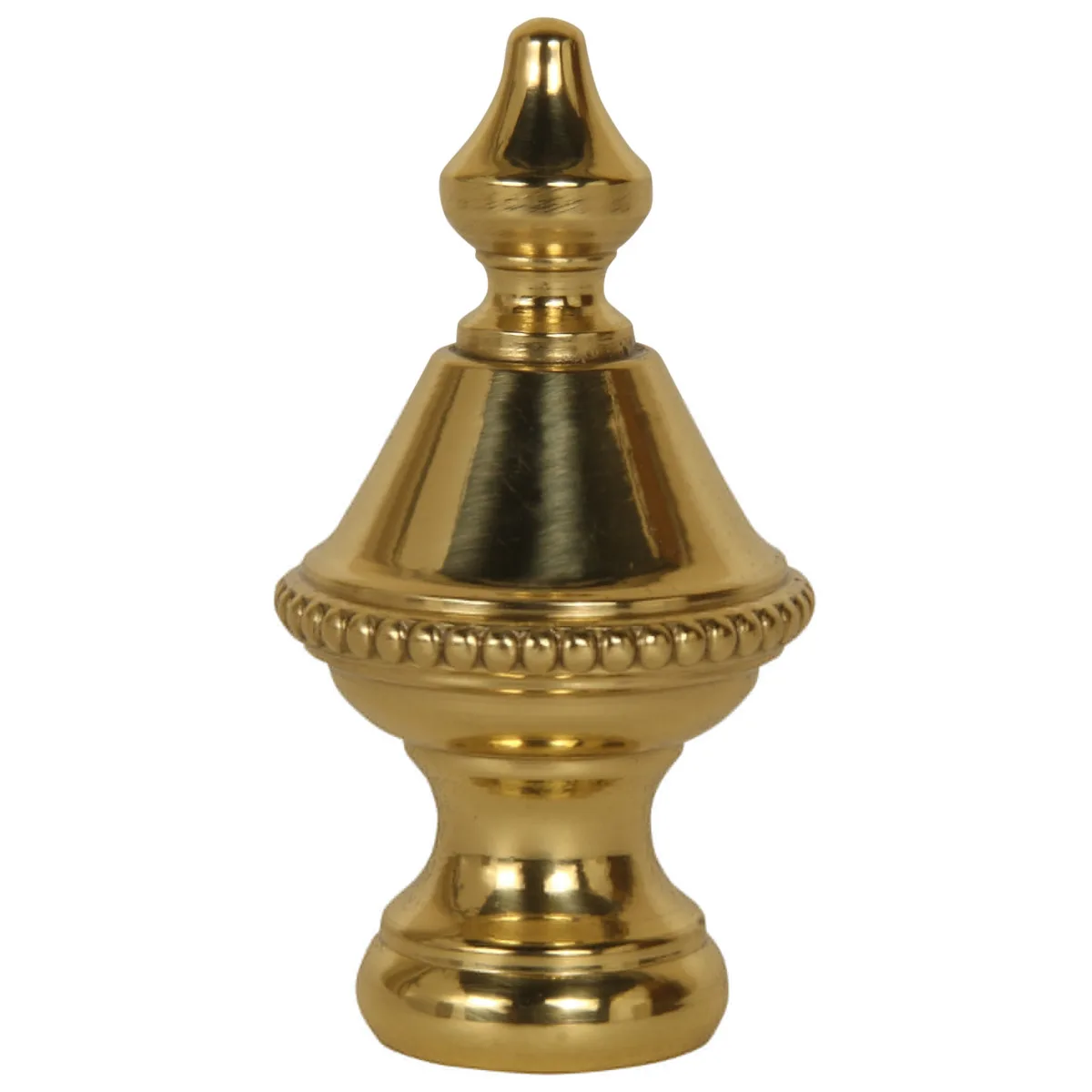 Small polished brass beaded knob finial 1.5 inches high