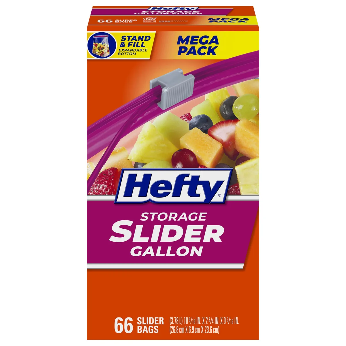 Red silicone slider gallon storage bags, 66 count