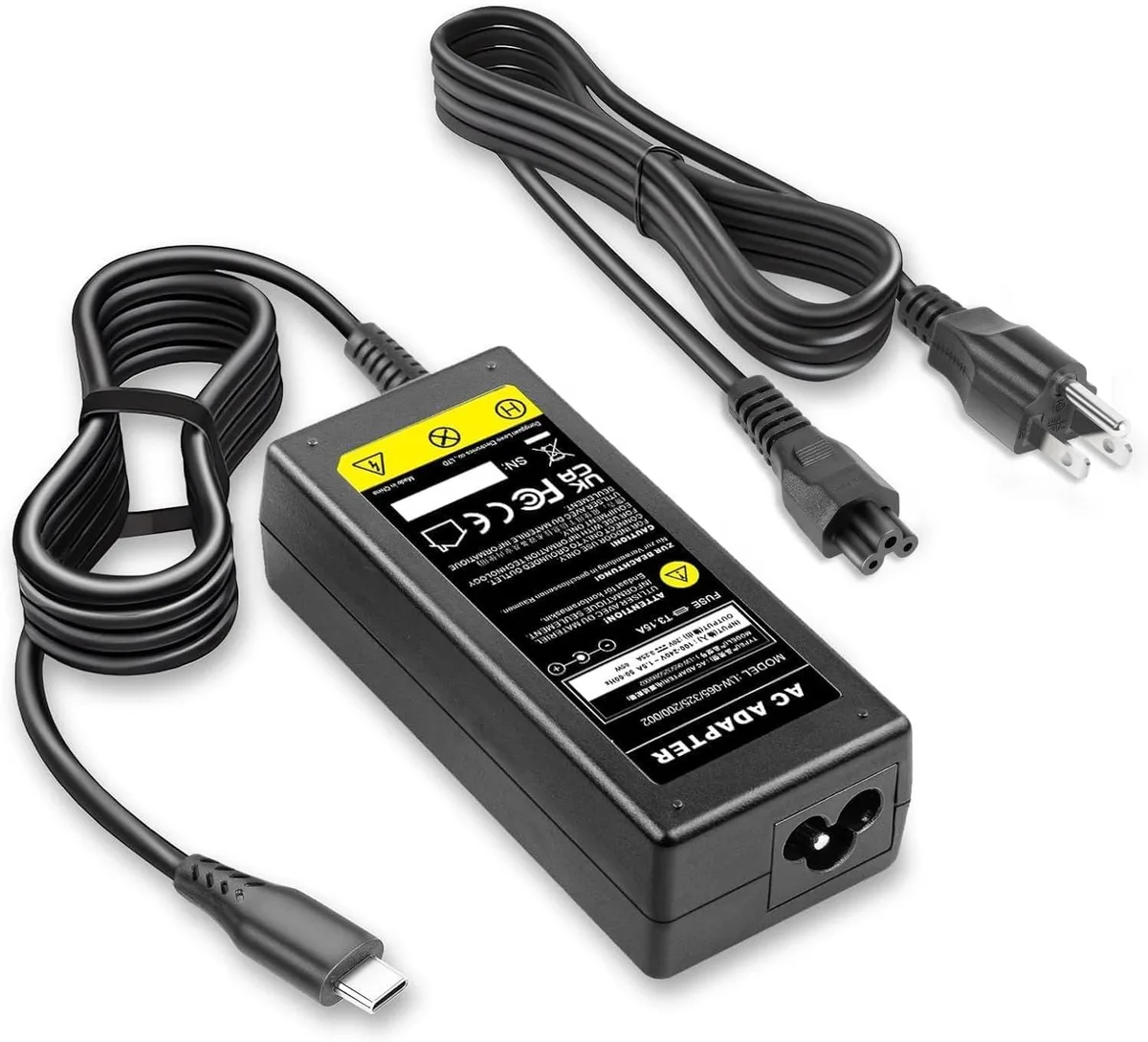 Kenuco Kenuco 65W USB-C AC Adapter Universal USB-C Port Thinkpad Yoga Google Series Fast Charging — product photo