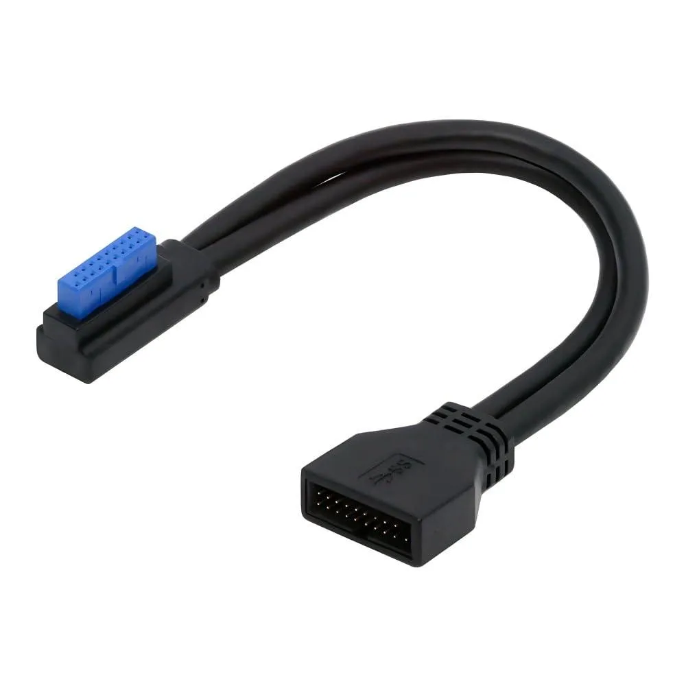 Fervit Fervit USB 3.0 20Pin 19Pin Male Low Profile Left Angled to Female Extension Cable 90 Degree 24cm — product photo