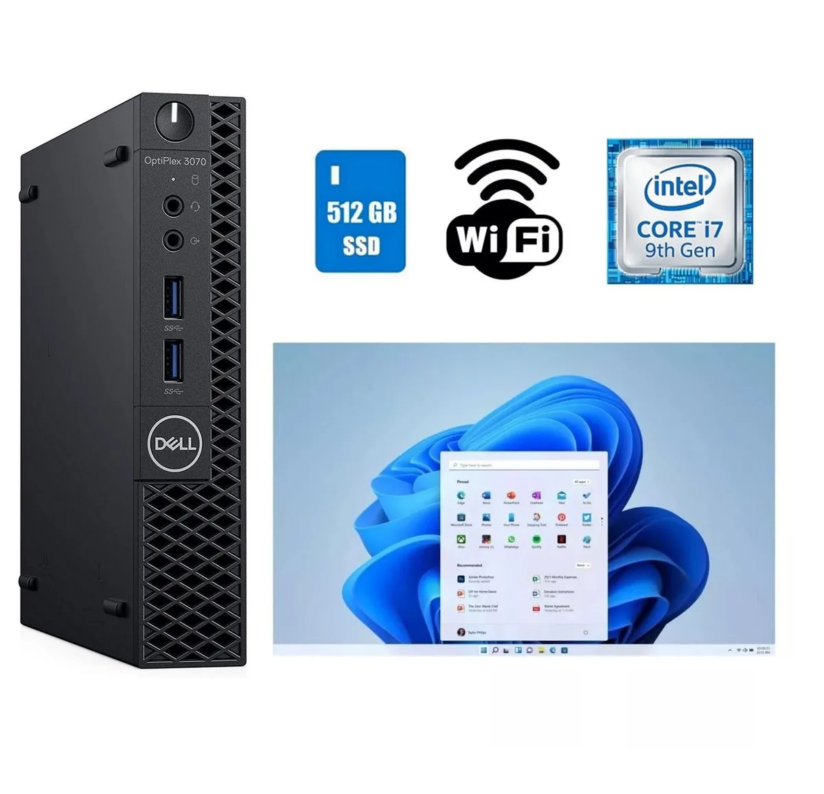 DELL DELL OptiPlex 3070 Micro Core i7-9700T 16GB DDR4 512GB SSD desktop PC — product photo