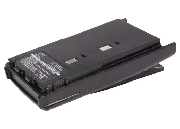 Rectangular replacement battery with dark plastic casing and visible contact terminals
