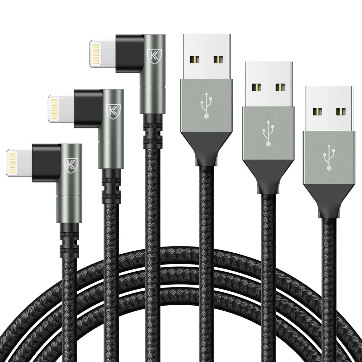 ViewSonic ViewSonic 90 Degree Lightning USB Charger 6FT 3Pack — product photo