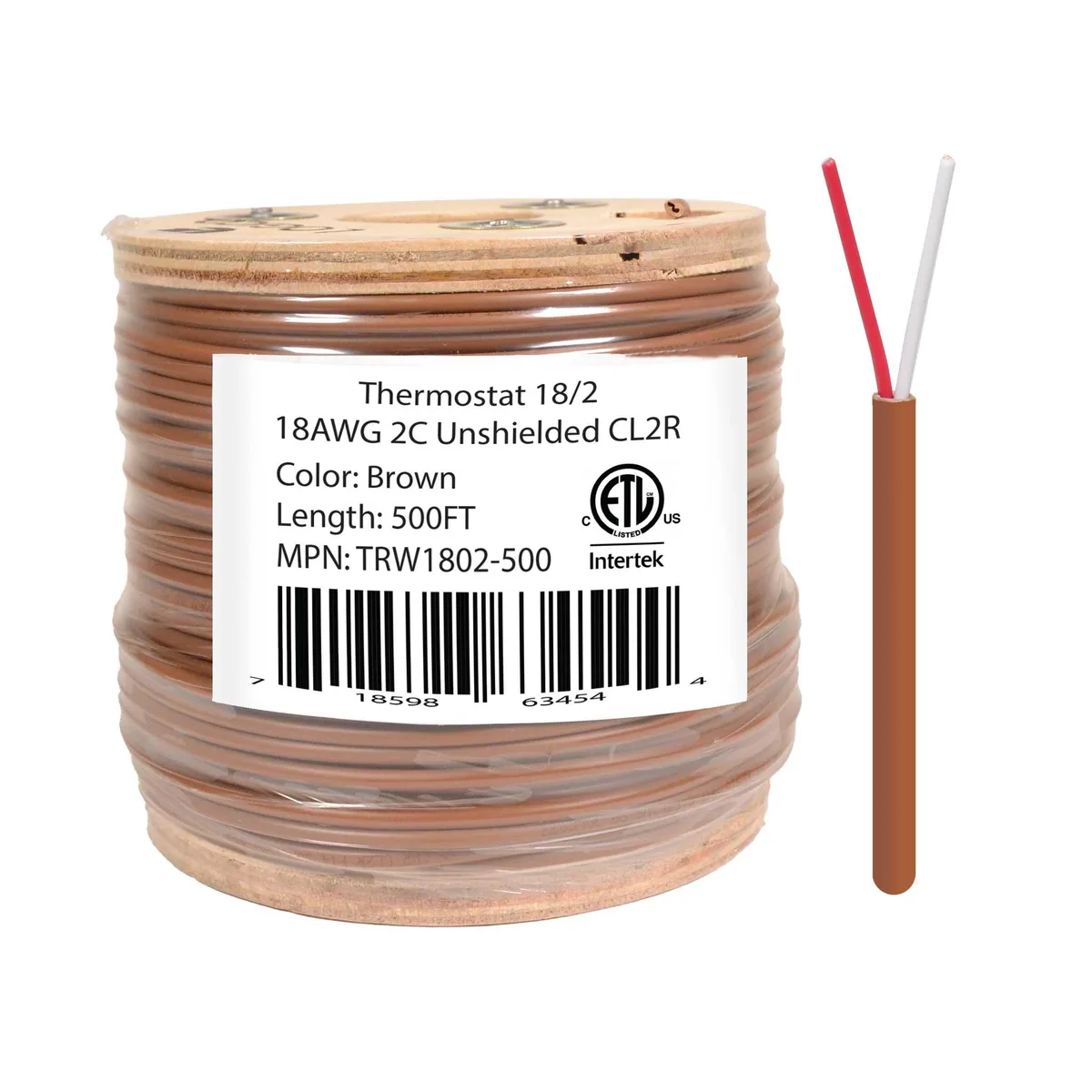 Logico Logico 18/2 Thermostat Wire CMR 500ft Brown — product photo
