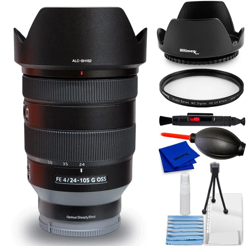 Sony Sony FE 24-105mm f/4 G OSS Lens SEL24105G/2 with 7-piece accessory kit — product photo