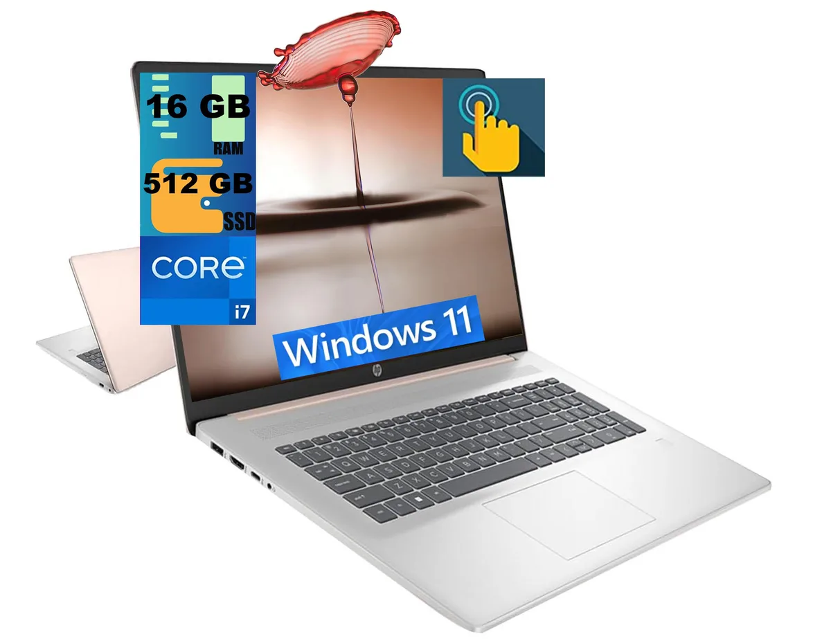HP HP 17 laptop i7-1355U 16GB 512GB 17.3" HD+ touchscreen Gold — product photo