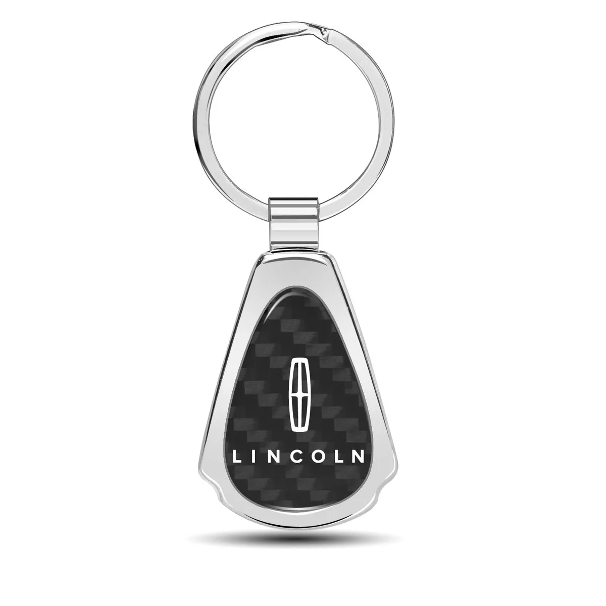 iPick Image, LLC iPick Image, LLC Lincoln Real Black Carbon Fiber Chrome Metal Teardrop Key Chain — product photo
