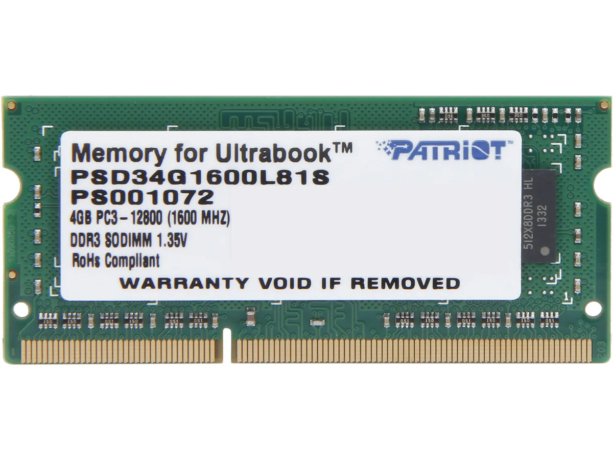 Patriot Memory Patriot Memory PSD34G1600L81S 4GB DDR3L 1600 laptop RAM — product photo