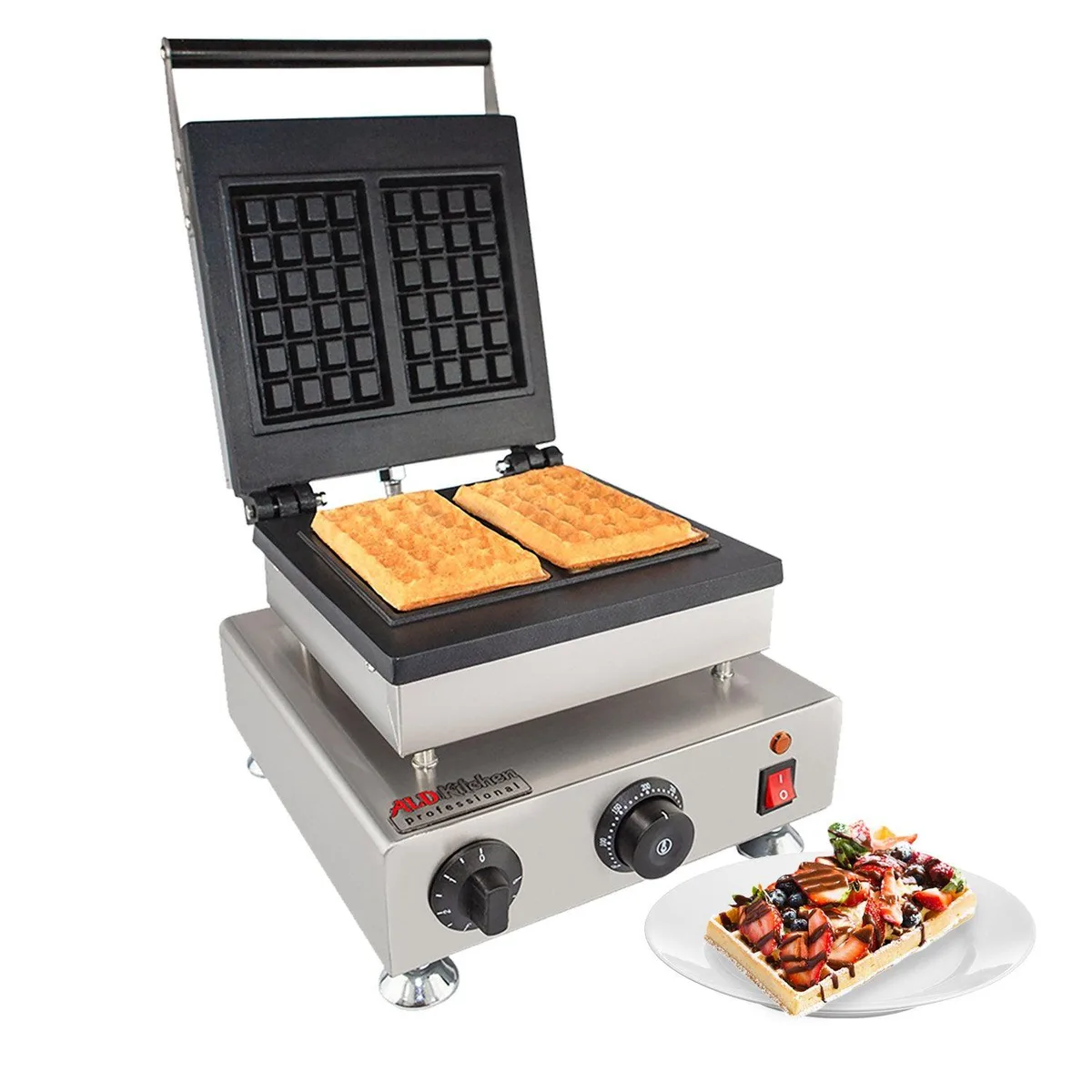 ALDKitchen ALDKitchen AP-514 Belgian Waffle Iron 2 Square 6.30×3.80 1.5kW 110V — product photo