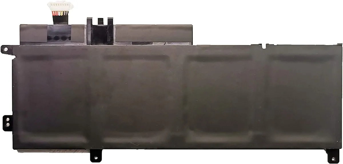 Rectangular black lithium-ion battery pack with label showing 15.4V 57Wh 4Cells