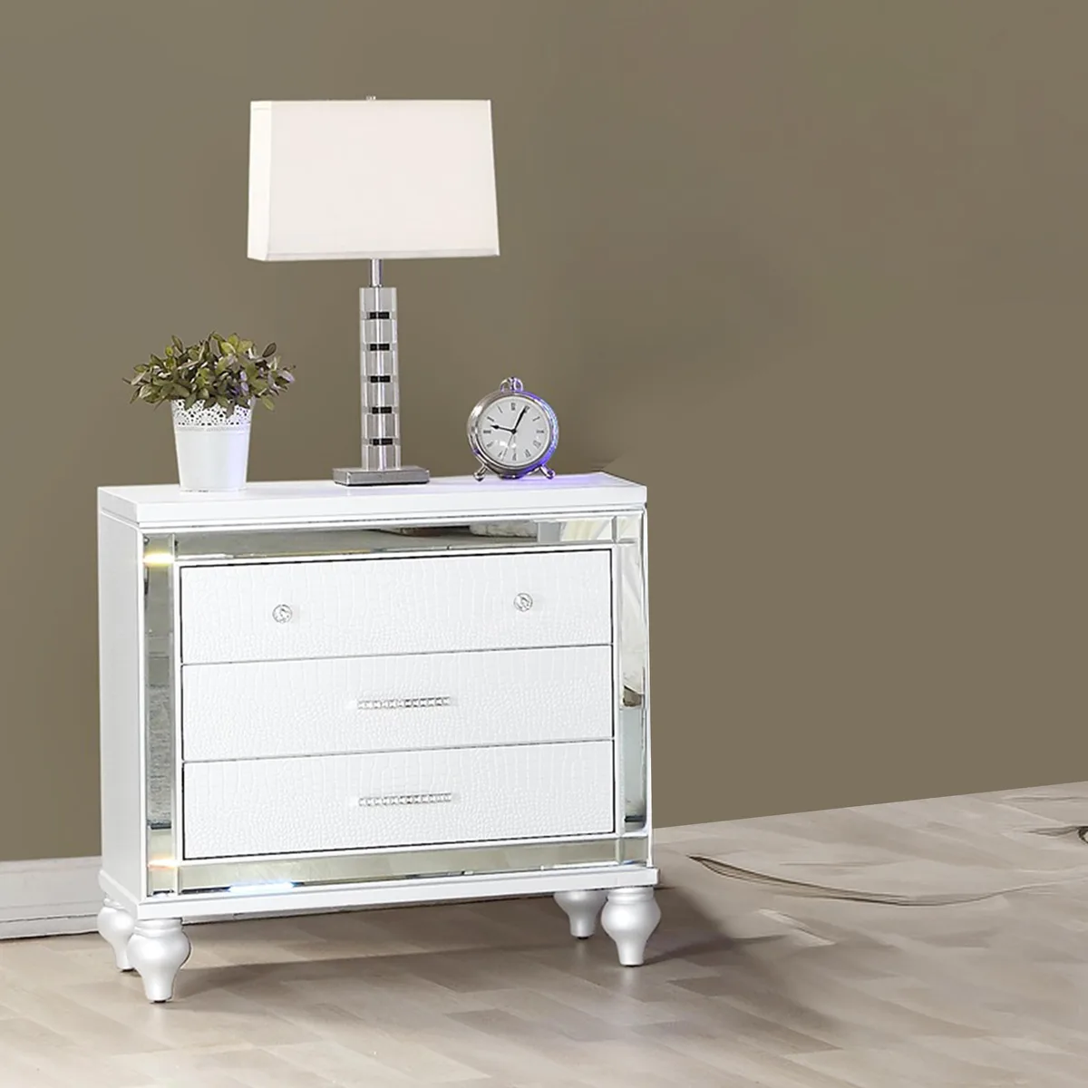 tuphen tuphen Sterling 3-Drawer Nightstand White 26 W x 17 D x 28 H — product photo